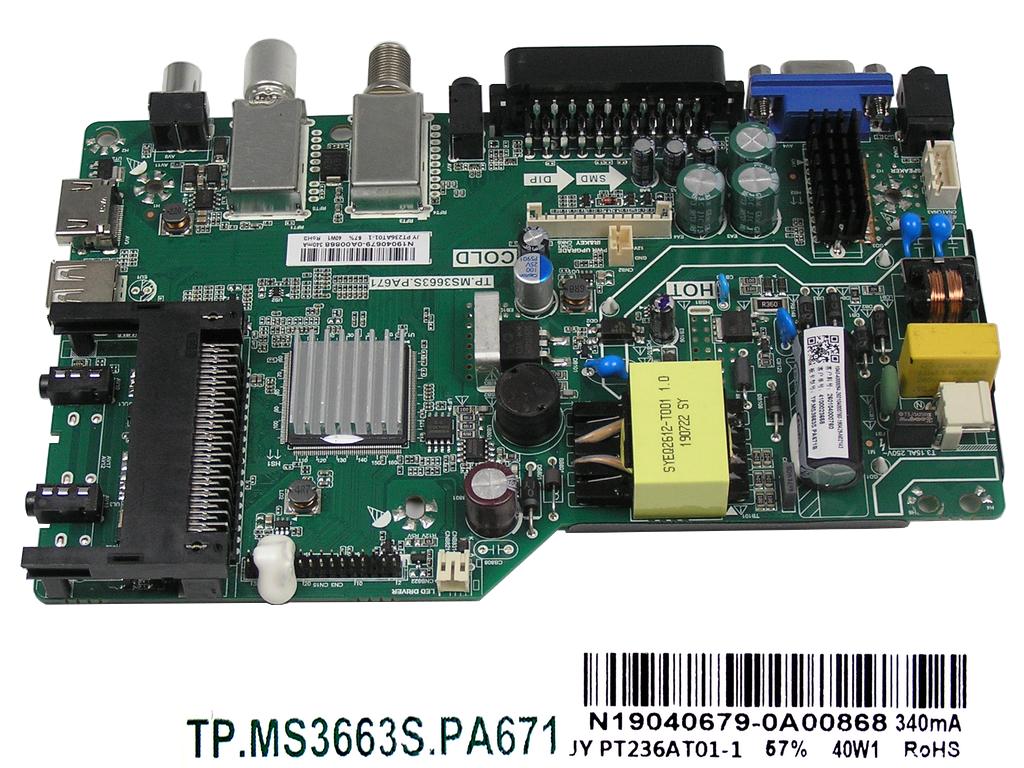 LCD modul základní deska Sencor SLE2469TCS / Main board N19040679-0A00868/A20031365-0A00105 / TP.MS3663S.PA671