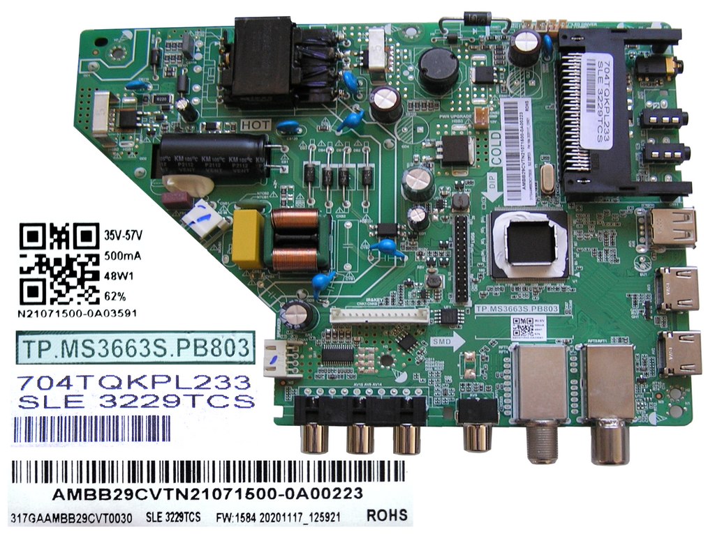 LCD modul základní deska Sencor SLE3229TCS / Main board TP.MS3663S.PB803 / N21071500-0A03591 / 704TQKPL233