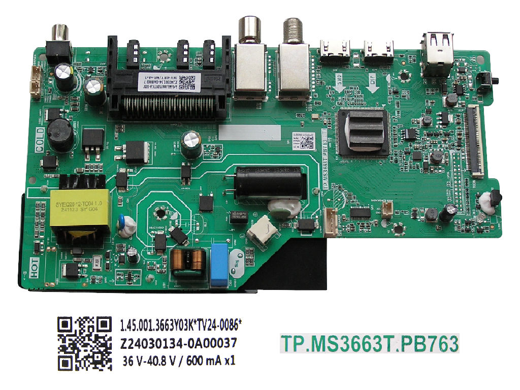 LCD modul základní deska Sencor SLE3230TCS / Main board TP.MS3663T.PB763 / Z24030134-0A03073 