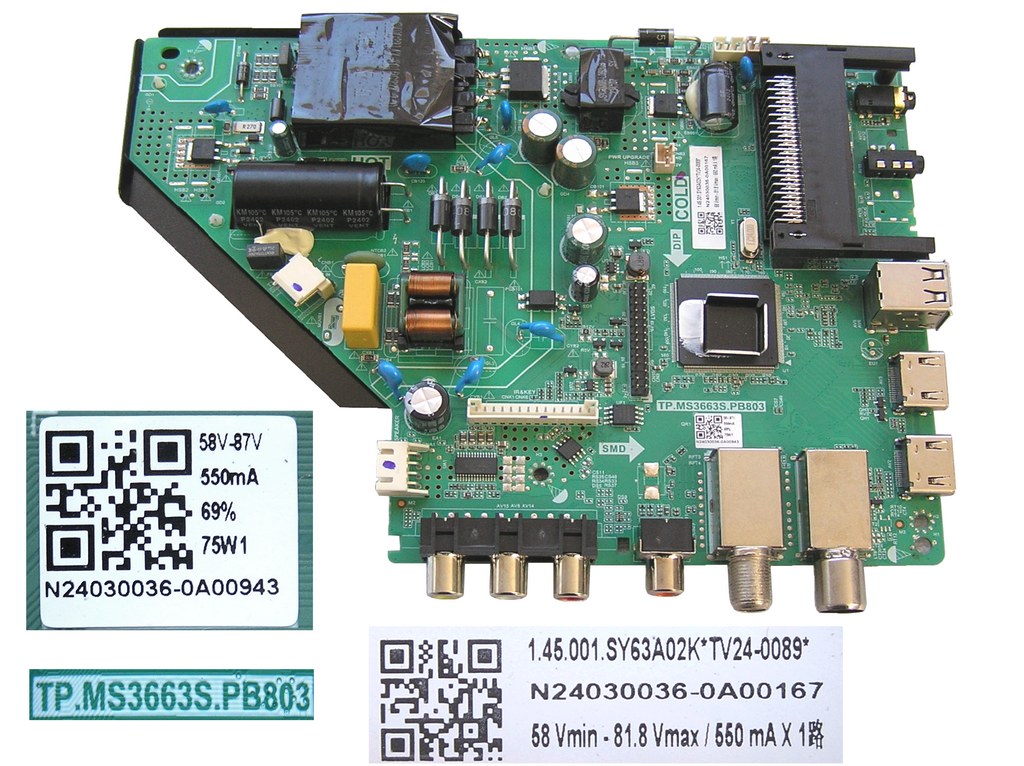 LCD modul základní deska Sencor SLE43F18TCS / Main board TP.MS3663S.PB803 / N24030036-0A00943 