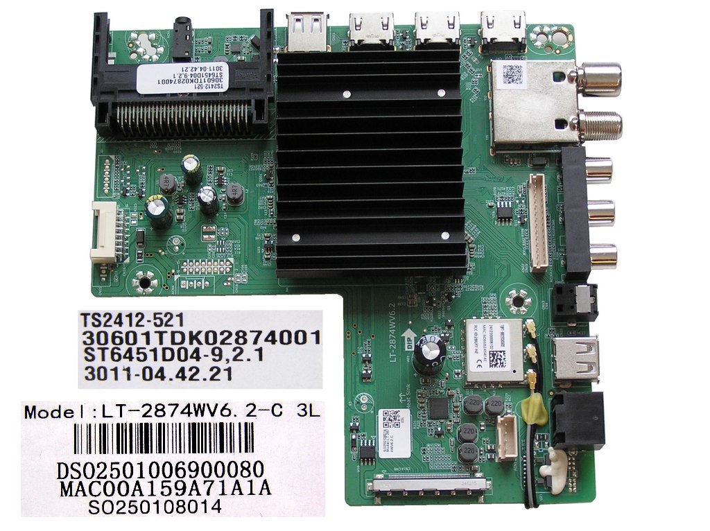 LCD modul základní deska Sencor SLE65Q871B / Main board TS2412-521 / LT-2874WV6.2-C 3L