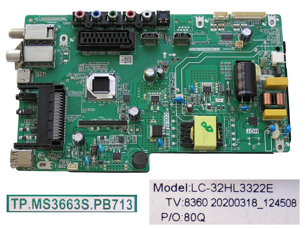 LCD modul základní deska Sharp 32CB2E / Main board LC-32HL3322E / TP.MS3663S.PB713