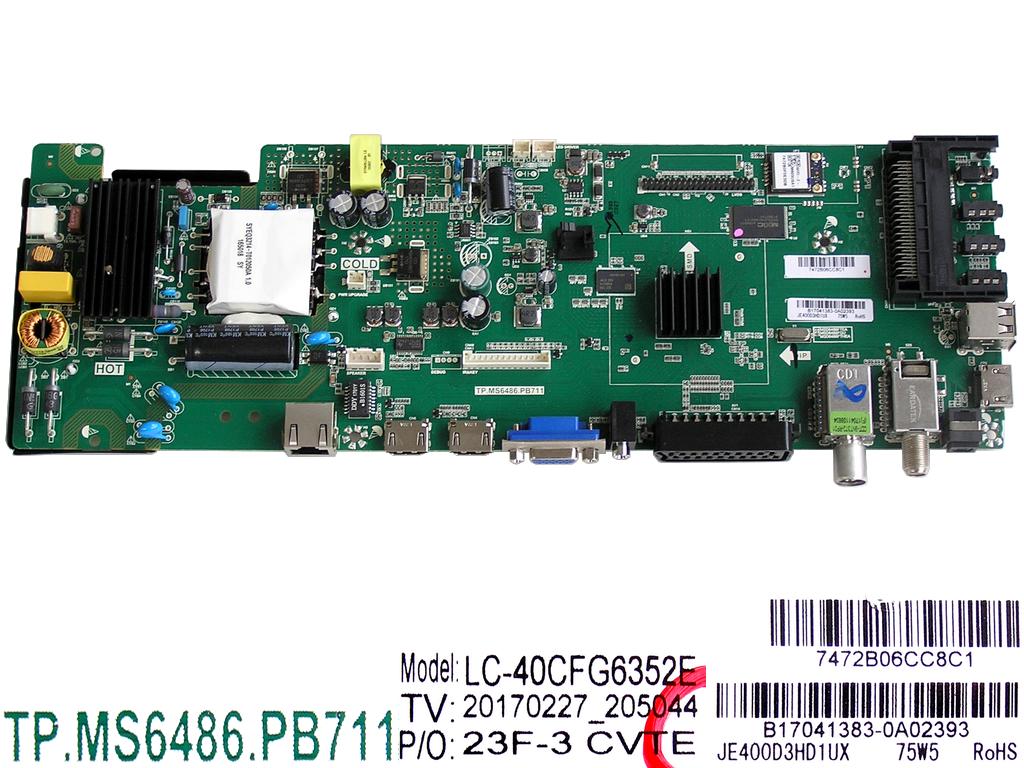 LCD modul základní deska Sharp LC-40CFG6352E / Main board B17041383 / JE400D3HD1UX / TP.MS6486.PB711