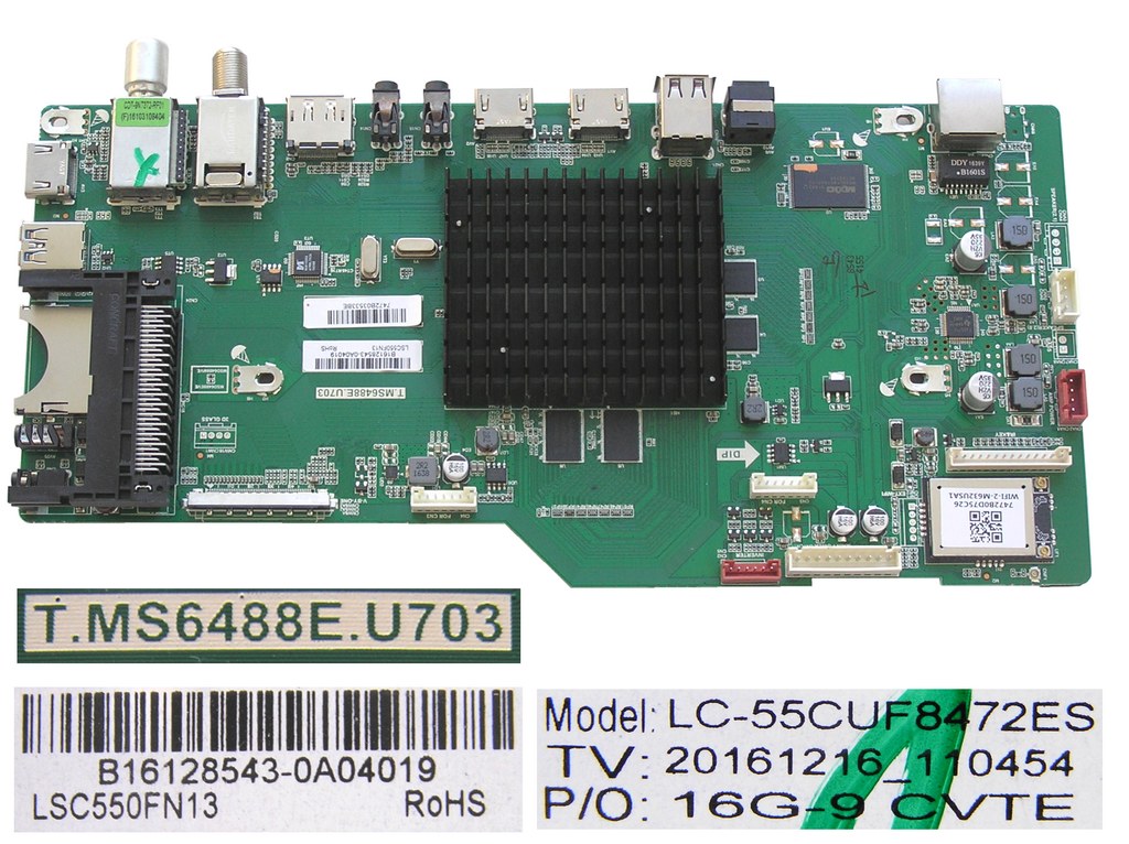 LCD modul základní deska Sharp LC-55CUF8462E / Main board LSC550FN13 / B16128543-0A04019 / TP.MS6488E.U703