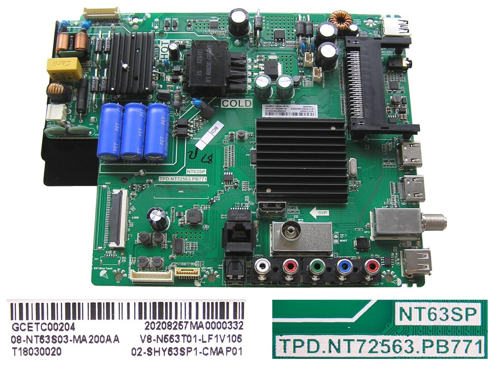 LCD modul základní deska TCL 08-NT63S03-MA200AA / main board NT63SP TPD.NT72563.PB771 / GCET00204 / T18030020