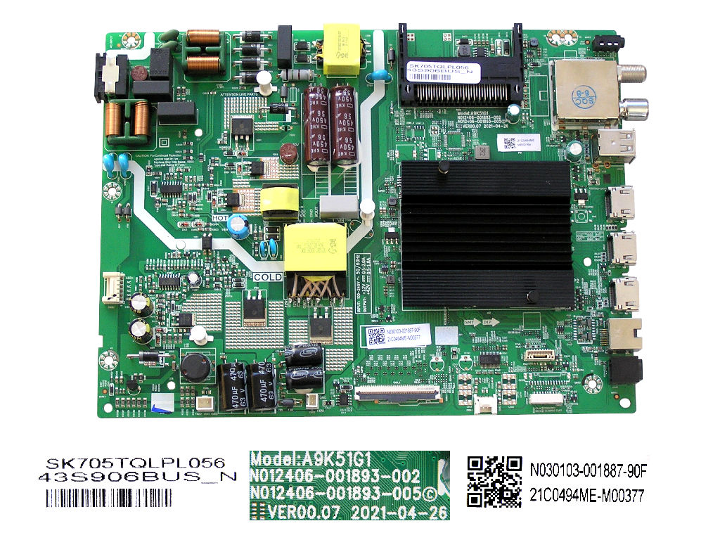 LCD modul základní deska TESLA 43S906BUS / main board SK705TQLPL056 / N030103-001887-90F