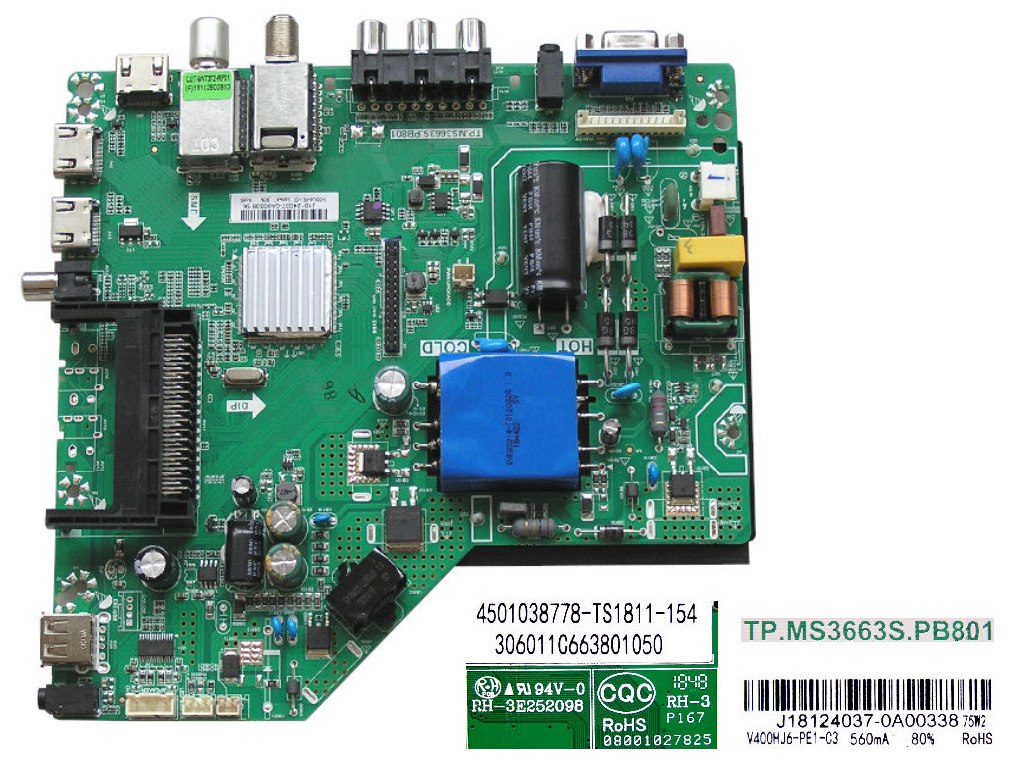 LCD modul základní deska VIVAX TV-40LE112T2S2 / J18124037-0A00338 / V400HJ6-PE1-C3 / TP.MS3663S.PB801