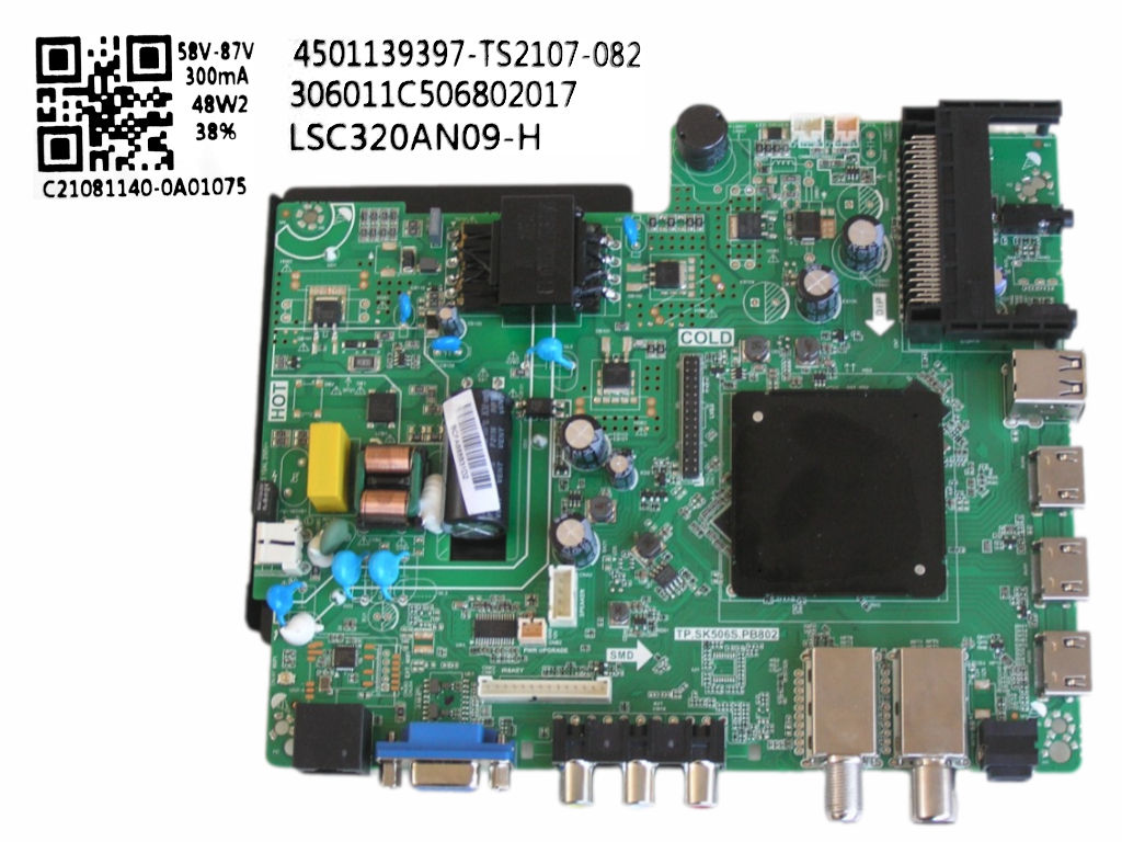 LCD modul základní deska Vivax LED TV-32LE114T2S2SM  / main board C21081140-0A01075 / TP.SK506S.PB802 / 4501139397-TS2107-082 / 306011C506802017