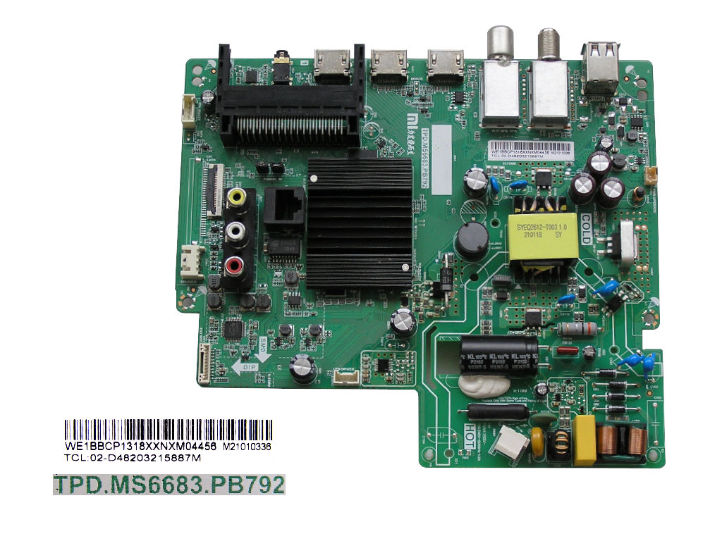 LCD modul základní deska Xiaomi L32M6-6AEU / main board M21010336 / TPD.MS6683.PB792 / TCL: 02-D48203215887M