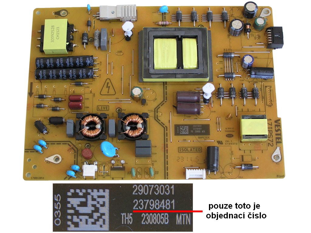LCD modul zdroj 17IPS72 / SMPS POWER BOARD Vestel 23798481