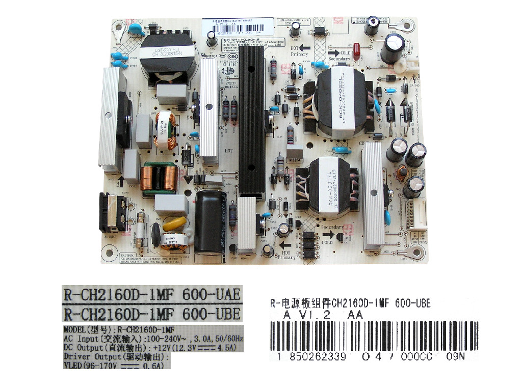 LCD modul zdroj Changhong Chiq U58H7LX /  POWER UNIT 850262339 / CH2160D-1MF 600-UBE