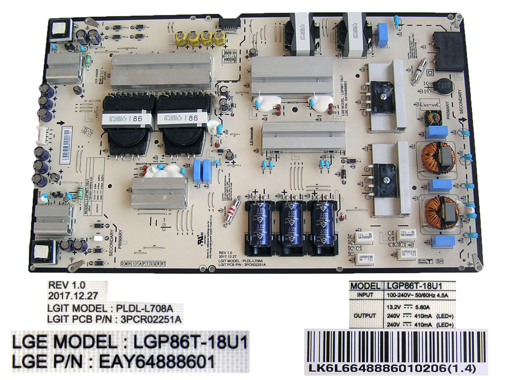 LCD modul zdroj EAY64888601 / SMPS unit LGP86T-18U1 / EAY64888601 / PLDL-L708A