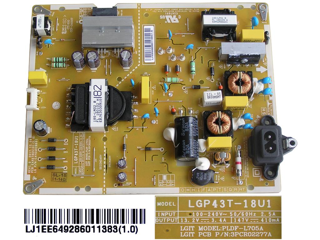 LCD modul zdroj EAY64928601 / Power supply assembly LGP43T-18U1 / EAY64928601