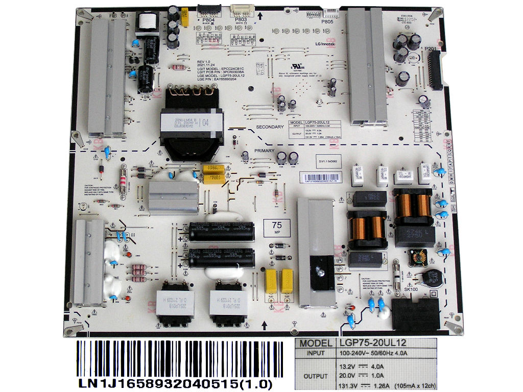 LCD modul zdroj EAY65893204 / Power supply assembly LGP75-20UL12 / EAY65893204