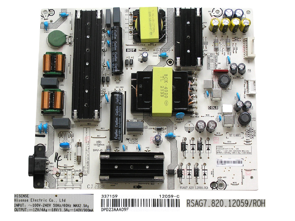 LCD modul zdroj Hisense 337159 /  SMPS power unit  RSAG7.820.12059/ROH / 12059-C / DPD23AAA09F / DPD23AAA09H