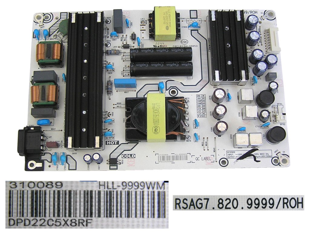 LCD modul zdroj Hisense 43A7GQ /  SMPS power unit  RSAG7.820.9999/ROH / HT294596 / HLL-9999WM / DPD22C5X8RF / 310089