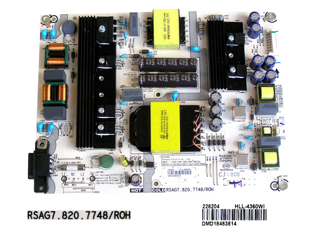 LCD modul zdroj Hisense H55AE6000 / SMPS power unit RSAG7.820.7748/ROH / T223385 / HLL-4360WI/HLL-4360WH