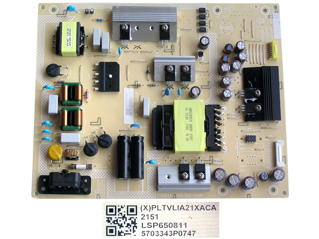 LCD modul zdroj Philips PLTVLIA21XACA / SMPS power supply board 715GB443 - P01 - 002 - 003M