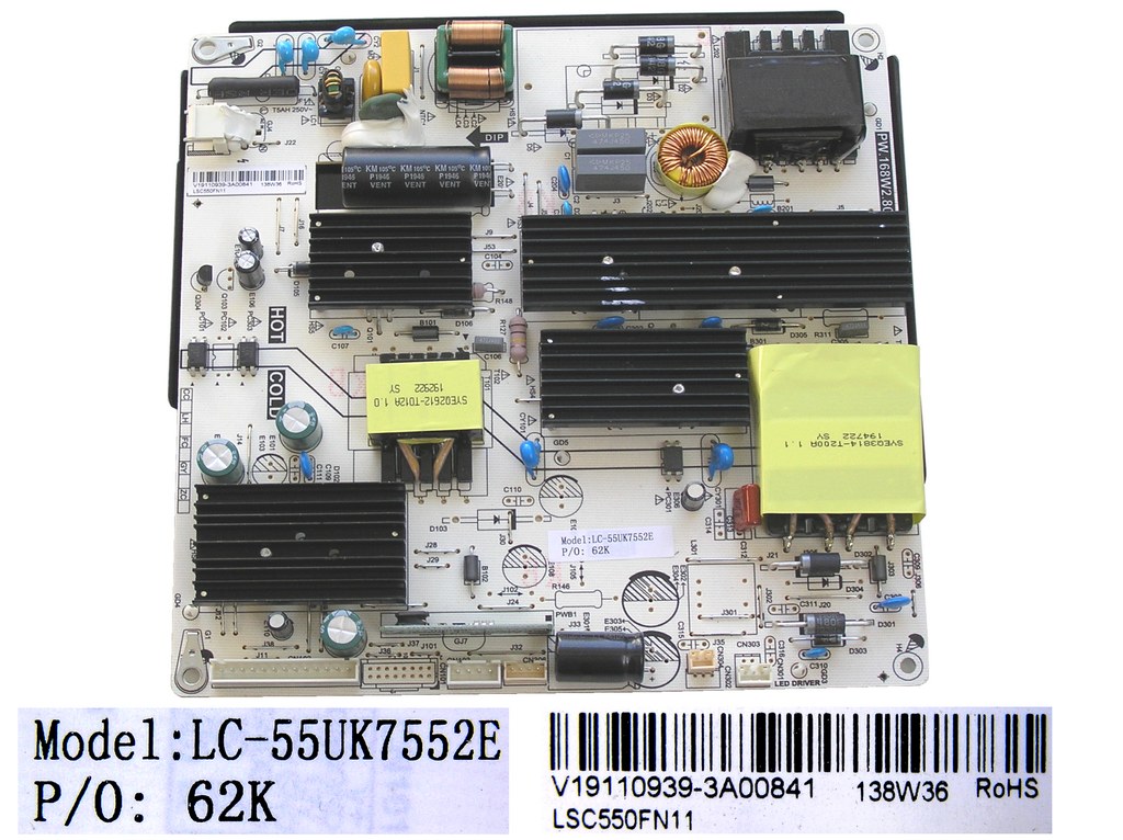 LCD modul zdroj Sharp 55BJ5E / Power board LC-55UK7552E / PW.168W2.801