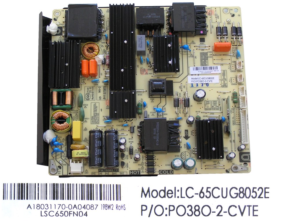LCD modul zdroj Sharp LC-65CUG8062E / Power board LSC650FN04 / V18030039-0A02124 / PW.198W2.711