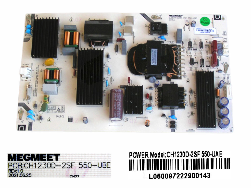 LCD modul zdroj Vivax Q Series 65Q10C / POWER BOARD L060097222900143 / CH1230D-2SF 550-UAE/ CH1230D-2SF 550-UBE