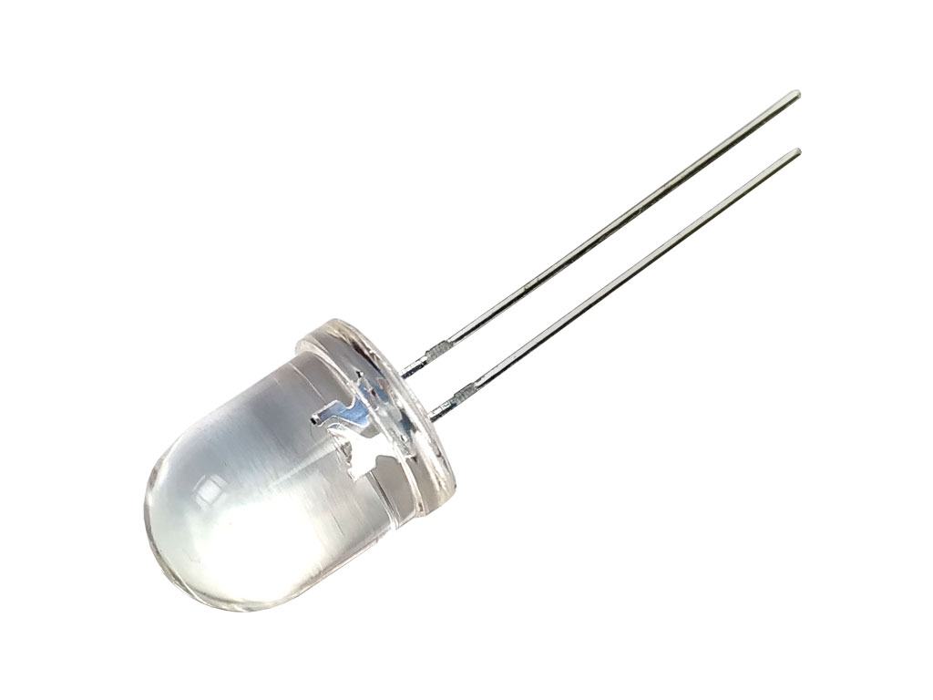 LED dioda bílá 10mm, kulatá, čirá, svítivost 11000mCD