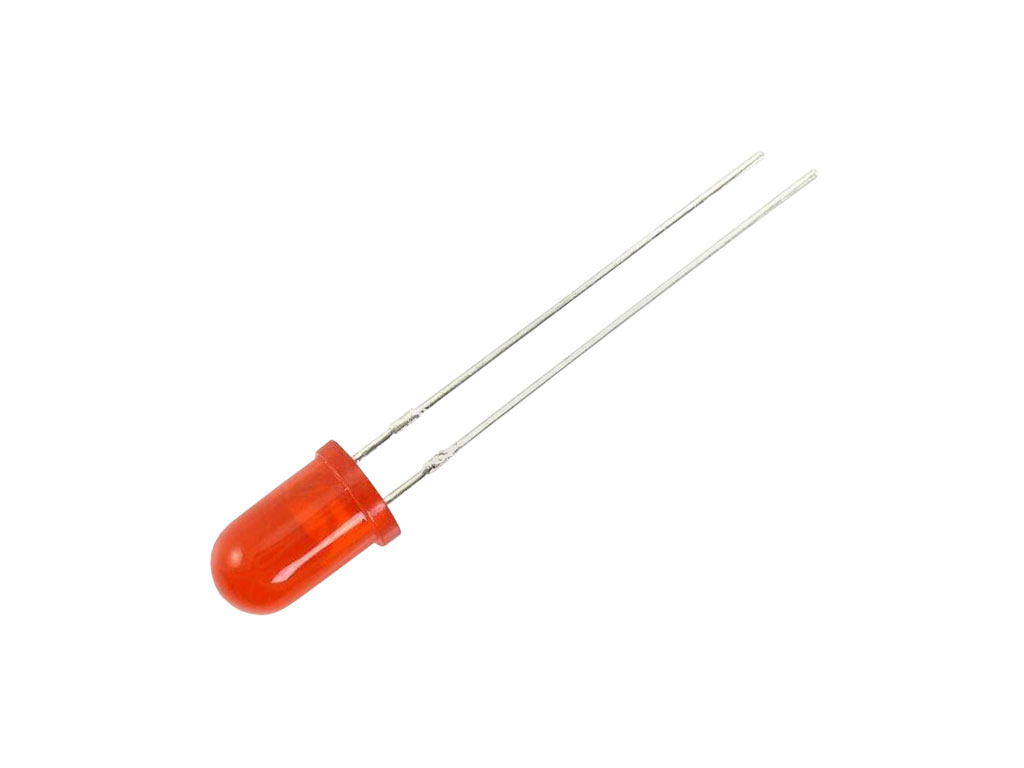 LED dioda červená 5mm, superjasná, kulatá, L-53SRD-E, 300-400mcd/20mA (Uf=1,85V), difuzní, 60deg, 640nm