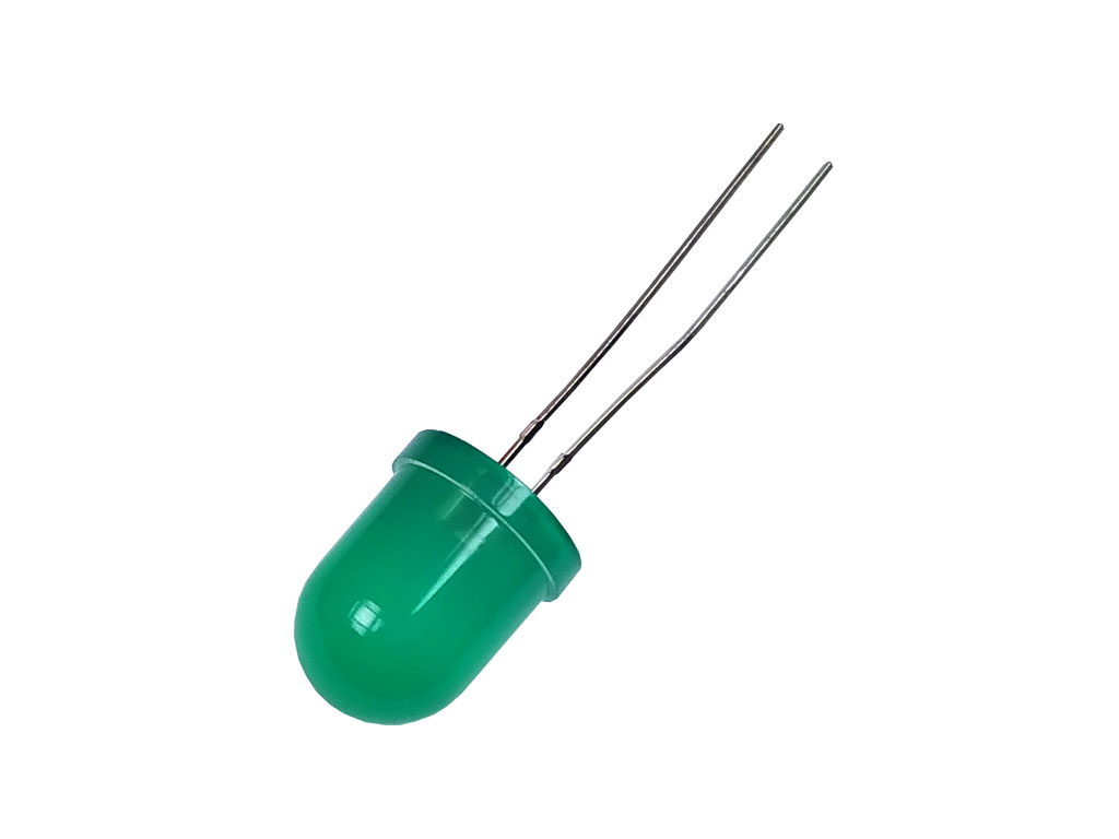LED dioda zelená 10mm, kulatá, L-813GD*G, 20-60mcd/20mA (Uf=2,2V), difůzní, 60deg, 568nm