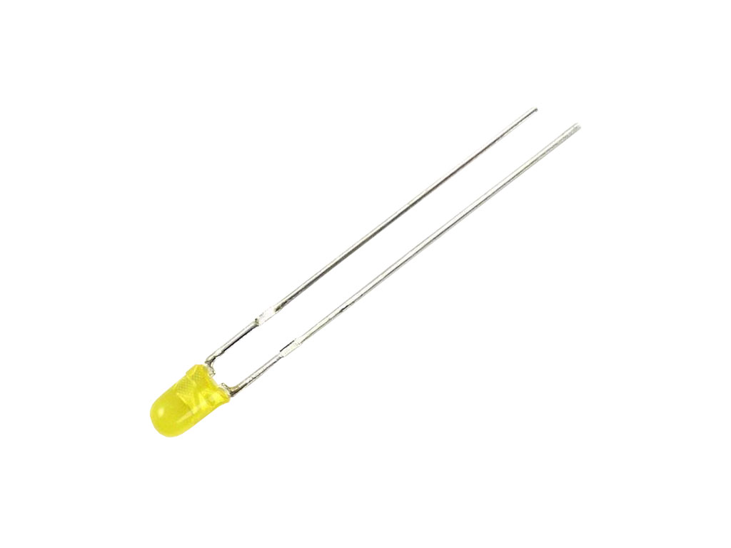 LED dioda žlutá 3mm, kulatá, L-934YD, 8-32mcd/20mA (Uf=2,1V), difůzní, 60deg, 588nm