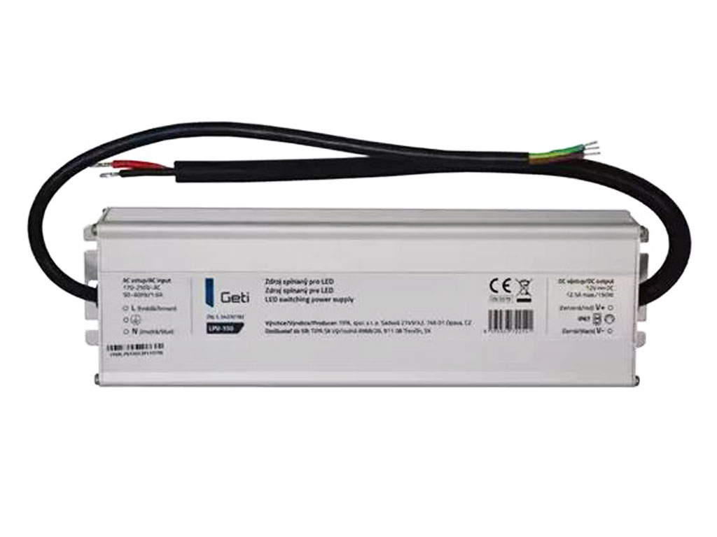 LED napaječ pro LED pásek montážní 150W 12V / 12.5A Geti LPV-150
