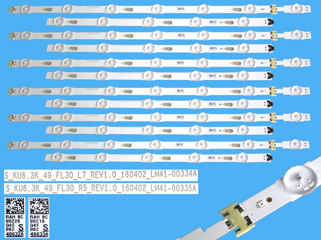 LED podsvit 1003mm sada SAMSUNG celkem 12 pásků / LED Backlight BN96-40632A + BN96-40633A / LM41-00334A + LM41-00335A / S_KU6.3K_49_FL30
