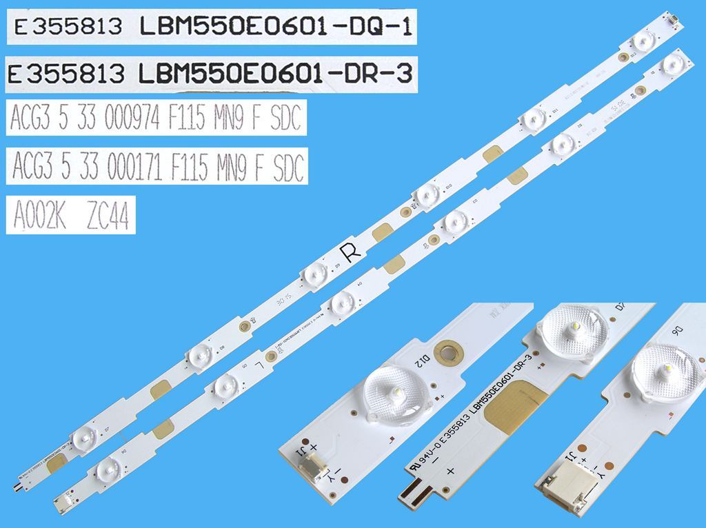 LED podsvit 1080mm sada Philips LBN550E0601-DR-3 + LBM550E0601-DQ-1 / LED Backlight 1080mm - 12 D-LED