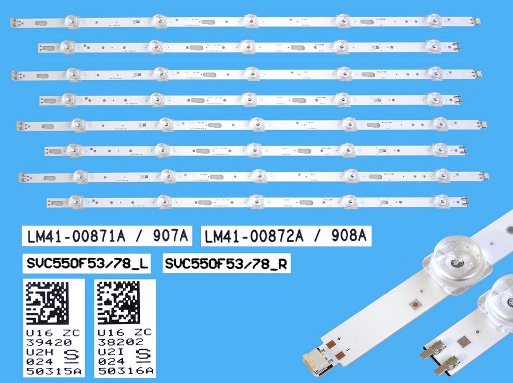 LED podsvit 1085mm sada Samsung SVC550F53/78 celkem 10 pásků / LED Backlight Array BN9650315A + BN9650316A / LM41-00871A + LM41-00872A