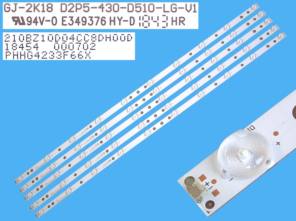 LED podsvit 1112mm sada LG celkem 5 pásků / LED Backlight 850mm - 10 D-LED 210BZ05DLB3030M02L + 210BZ05DRB3030M02L 43"