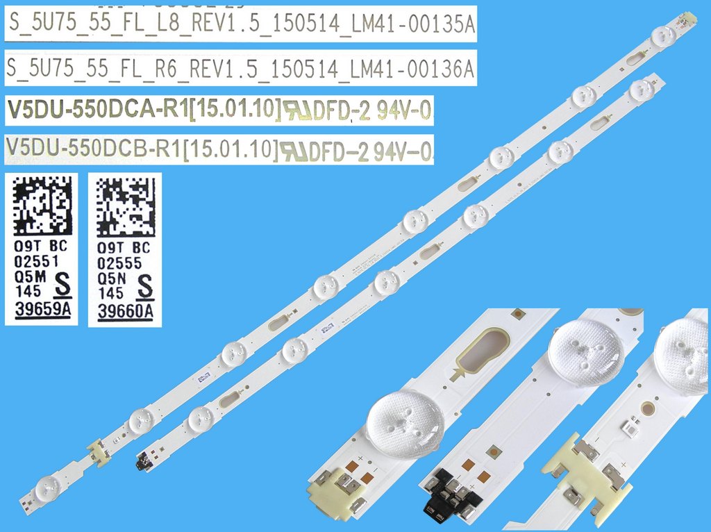 LED podsvit 1128mm sada Samsung BN96-39659A + BN96-39660A / LED Backlight 1128mm - 14 D-LED S-5U75-55-FL / V5DU-550DCA