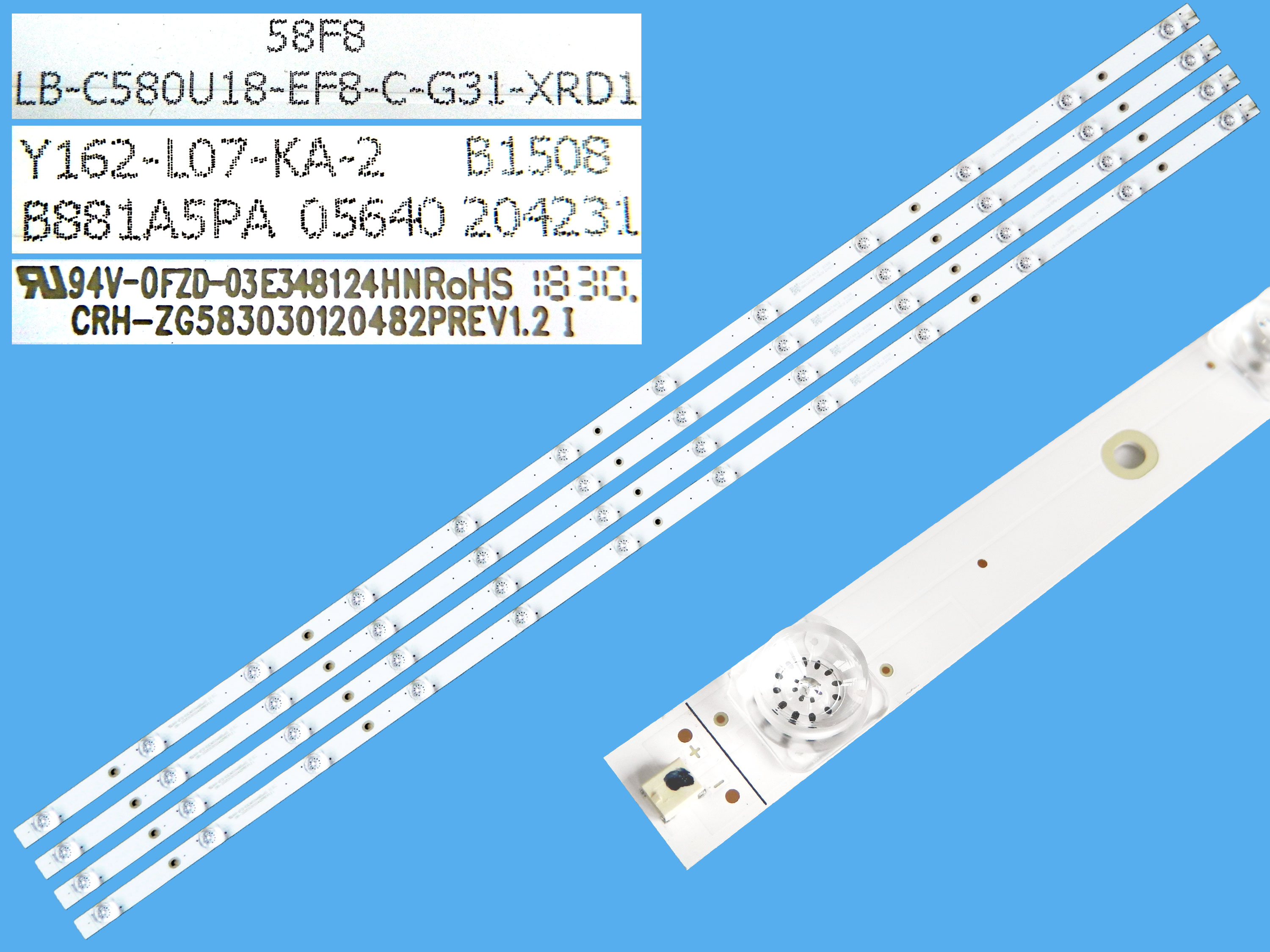 LED podsvit 1148mm sada ChangHong 58F8 celkem 4 kusy / LED Backlight 1148mm  CRH-ZG583030120482PREV1.2 / LB-C580U18-EF8C-G31-XRD1 / Y162-L07-KA-2