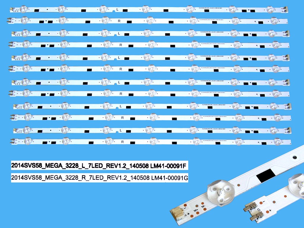 LED podsvit 1175mm sada Samsung 58" FHD celkem 12 pásků / LED Backlight BN96-32771A + BN96-32772A / 2014SVS58 LM41-00091F + LM00091G / DMGE-580SMA-R3 + DMGE-580SMB-R3