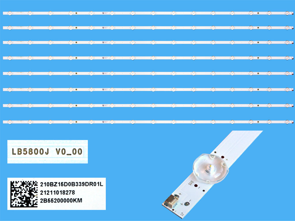 LED podsvit 1200mm, sada Philips 705TLB58B339DR01L celkem 8 pásků / 15 D-LED Backlight 1200mm - 15 D-LED 996592101616 / LB5800JV0-00