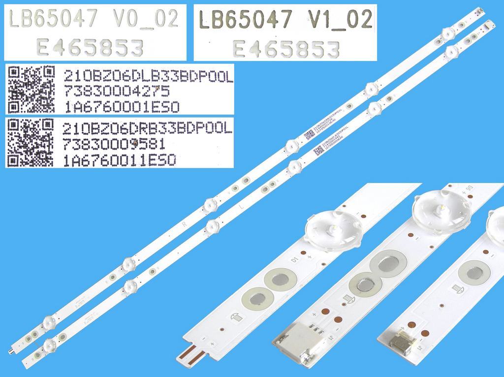 LED podsvit 1330mm sada Philips LB65047V0-02 + LB65047V1-02 / LED Backlight 1330mm - 12 D-LED 210BZ06DLB33BDP00LL + 210BZ06DRB33BDP00L / LB-PM3030-GJCD657X12AEU2