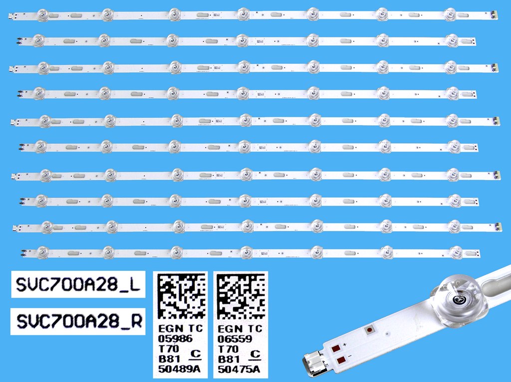 LED podsvit 1422mm sada Samsung SVC700A28 celkem 10 pásků / LED Backlight Array BN96-50489A + BN96-50478A / SVC700A28_L + SVC700A28_R