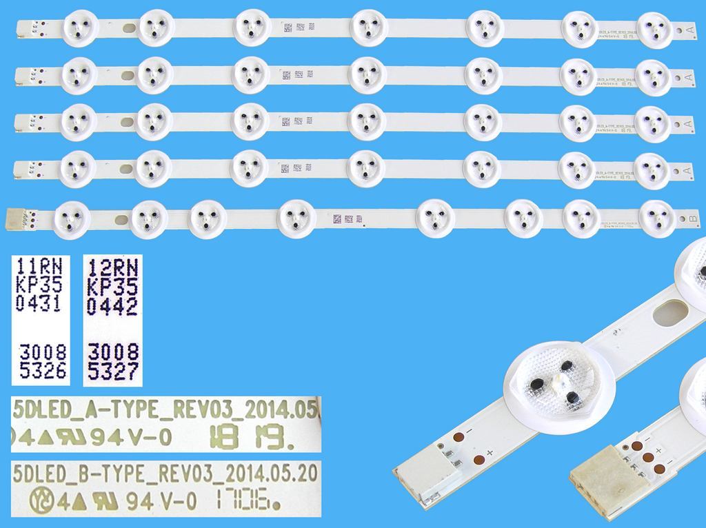 LED podsvit 355mm sada Vestel 23302612 celkem 5 pásků / VES400UNDC-N01 / LED BAR.39.5DLED, 30085326 + 30085327
