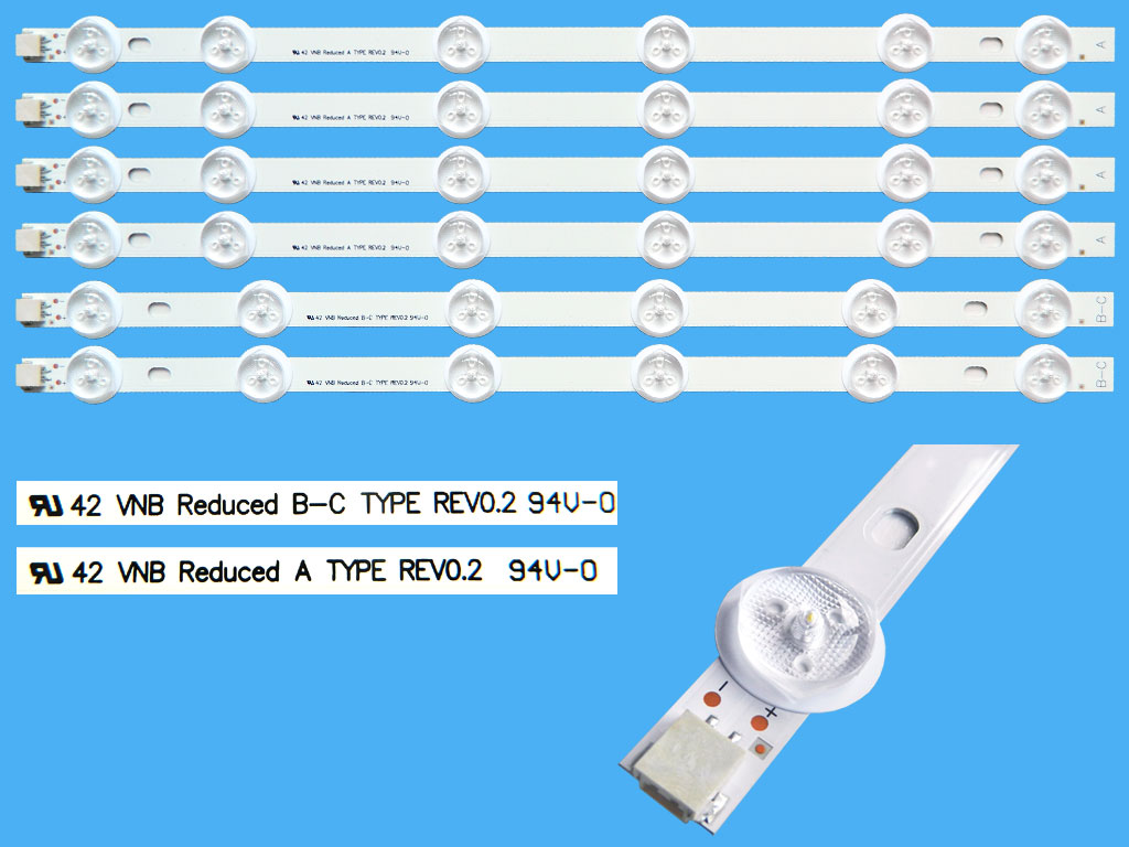LED podsvit 374mm sada Vestel 23283028AL celkem 6 pásků / 6D-LED backlight 4 ks type A + 2 type B-C