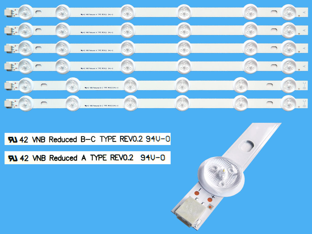 LED podsvit 374mm sada Vestel 23283028AL celkem 6 pásků / 6D-LED backlight 4 ks  type A + 2 type B-C