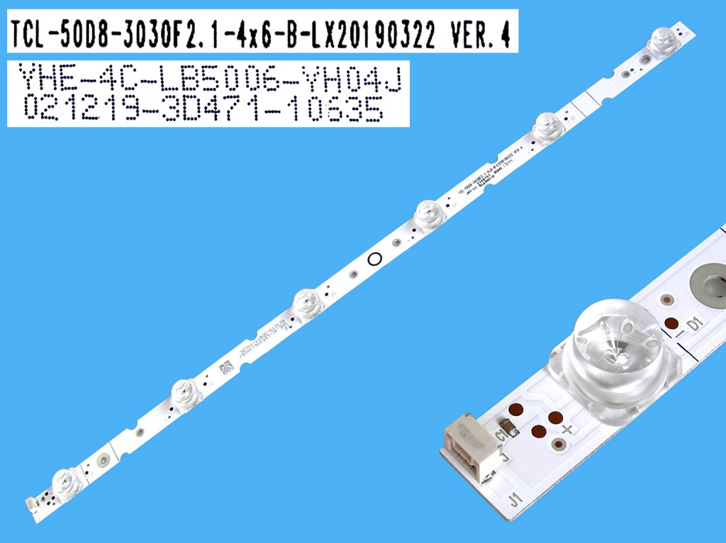 LED podsvit 436mm, 6LED Thomson 4C-LB5006-YH04J / DLED ARRAY TCL-50D8-3030F2.1-4x6-B-LX20190322 Ver.4 / YHE-4C-LB5006-YH04J - část B