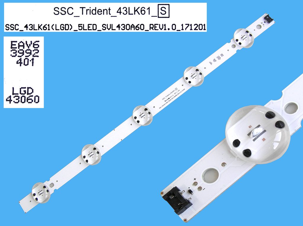LED podsvit 445mm, 5LED / DLED Backlight 445mm - 5 D-LED, SSC_Trident_43LK61(LGD)_5LED_SVL430A60_REV1.0_171201 / EAV63992401 / LGD43060