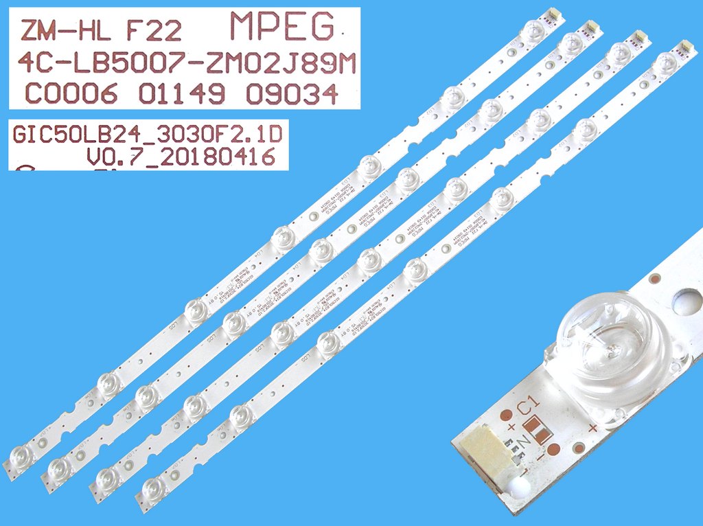 LED podsvit 458mmn sada Thomson / TCL celkem 4 pásky / DLED TOTAL ARRAY 50D6-3030-4X7-LX20180417 V2 / 4C-LB5507-YH01J / 4C-LB5007-ZM03J / 4C-LB5007-ZM02J / GIC50LB24_3030F2.1D