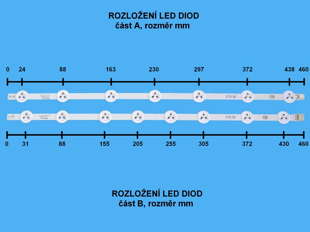 LED podsvit 460mm sada Vestel celkem 7 pásků / D-LED BAR. VESTEL 48DLED FHD 30085245 + 30085246