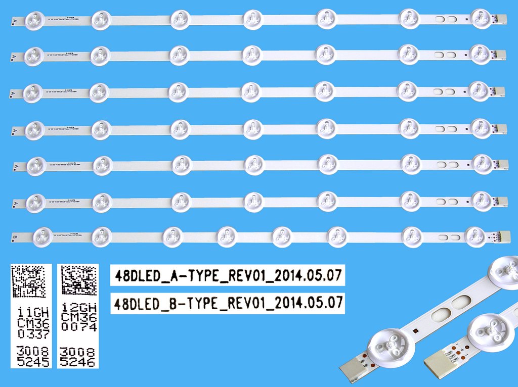 LED podsvit 460mm sada Vestel celkem 7 pásků / D-LED BAR. VESTEL 48DLED FHD 30085245 + 30085246