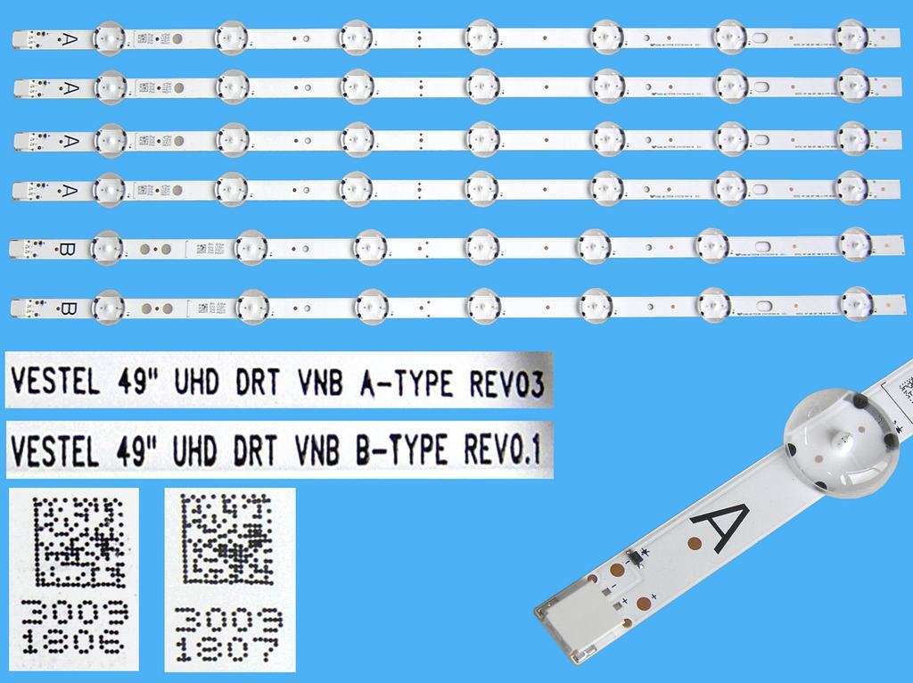 LED podsvit 460mm sada vestel 23371047 celkem 6 pásků / Vestel SVV490A45 / 30091806 + 30091807 nebo 30092642 -30092713