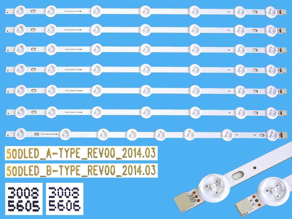 LED podsvit 464mm sada vestel 50" celkem 7 pásků / D-LED BAR.50" DL VNB 50DLED_A-Type 30085605 + 50DLED_B-Type 30085606 náhradní výrpbce